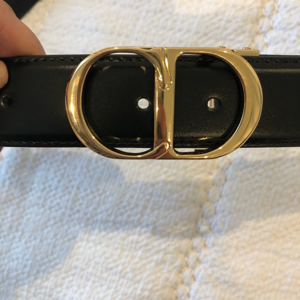 Dior “CD” gold tone 35MM in black & navy calfskin